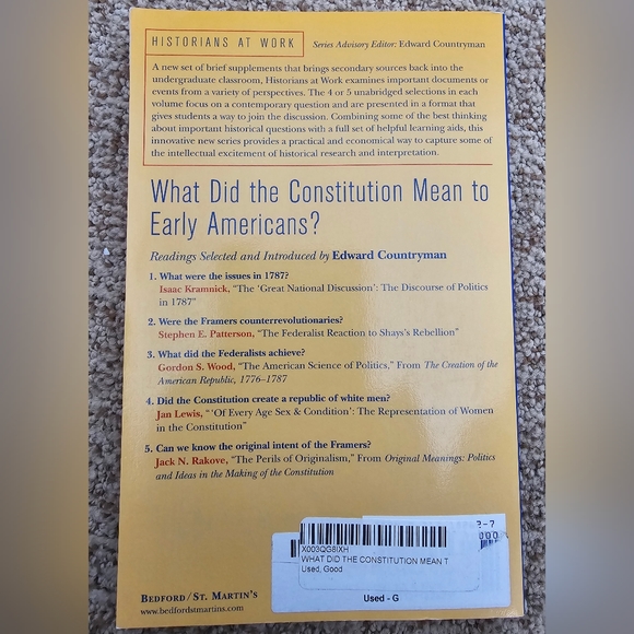 What did the constitution mean to early Americans? Book by Edward Countryman - Picture 2 of 2